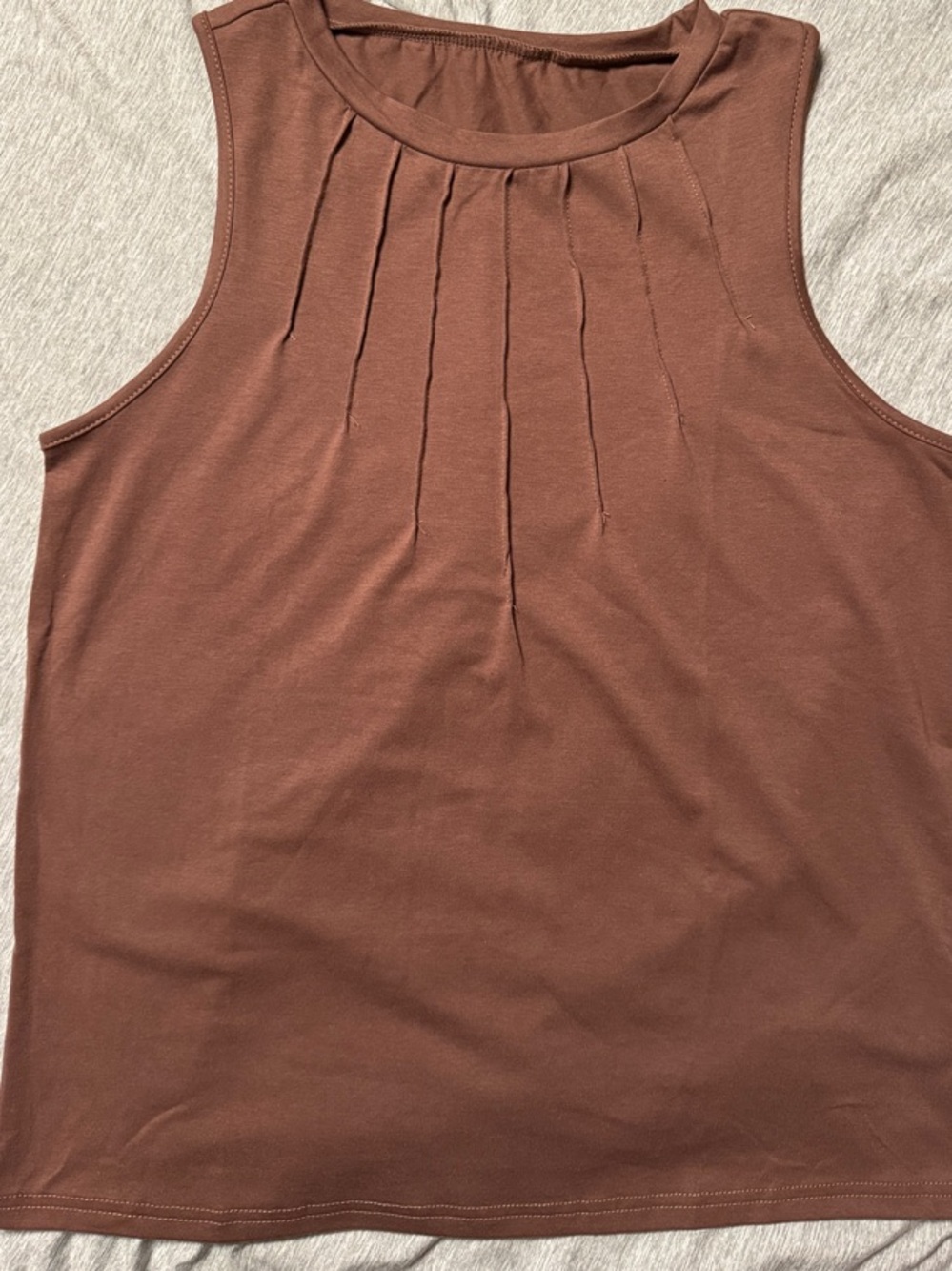 Source Unknown Sleeveless Pleated Tank Top - Brown